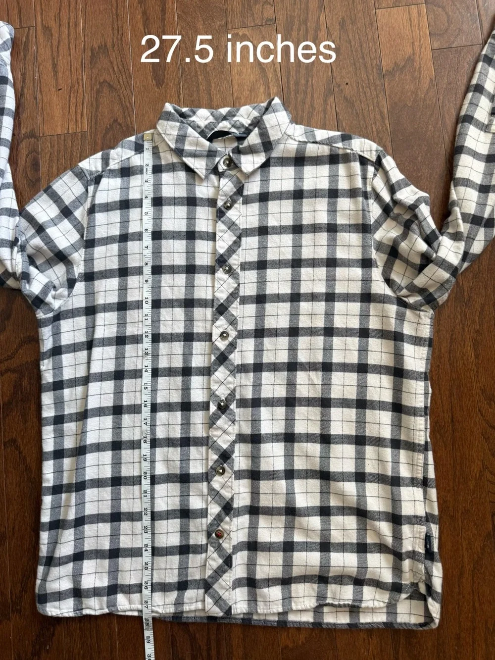 The North Face Men's White and Black Plaid Button-Down Shirt large